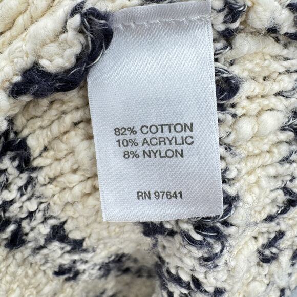 J. Jill Chunky Knit Sweater Sz XL Cream Black Relaxed Casual Striped Cotton - Picture 6 of 9
